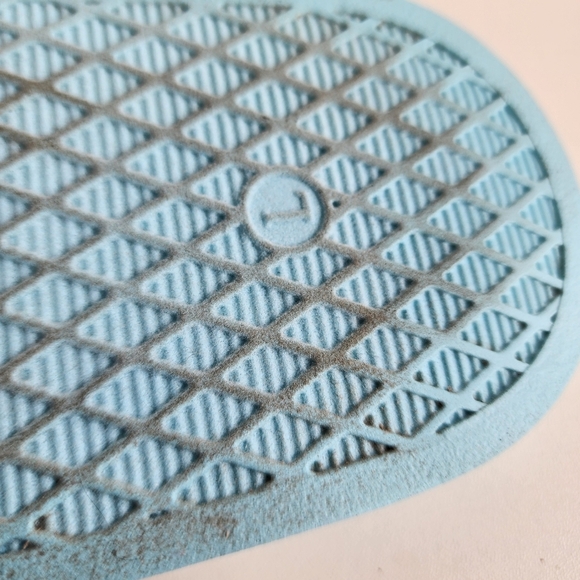 Victorias Secret Slides Sandals Aqua Blue Stripe Fur Fuzzy Slip Open Toe L 9/ 10 - Picture 7 of 7